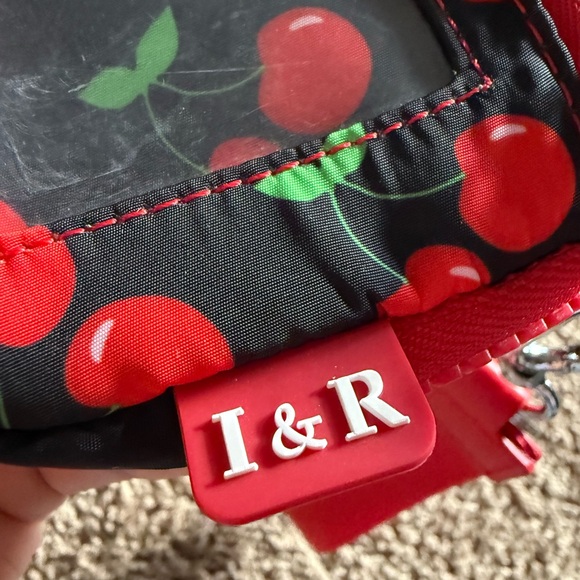 Iris & Rainbow Cherry Print Wristlet with ID Window - Picture 4 of 6